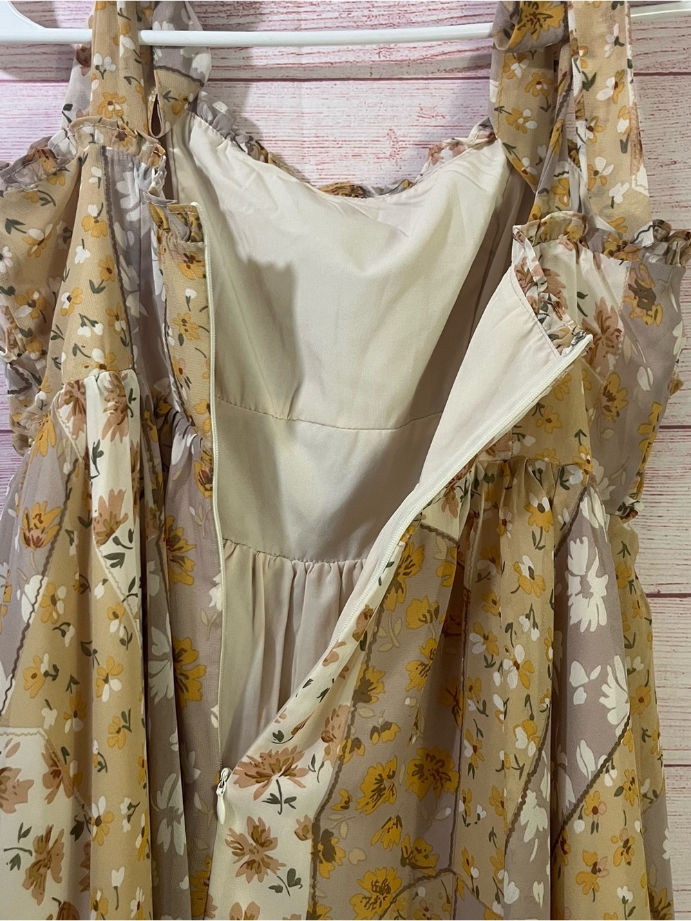 Hello Molly Floral Shoulder Tie Mini Dress Size 4 - Picture 7 of 8